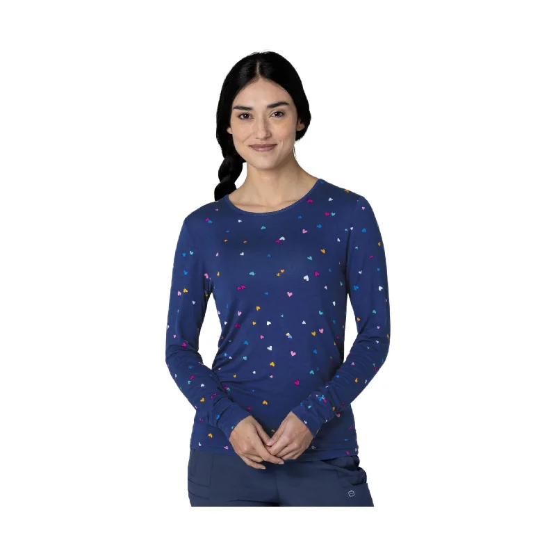 Trend Driven Wardrobe WonderWink Zoe Chloe Silky Print Tee - Confetti Hearts Knit