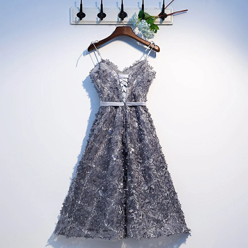Everyday Women's Fashion Trends FashionSierra - Gray Appliques Evening Dress