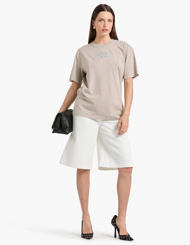 Fashion Essentials Blade Logo Embossed Tee - Washed Oyster